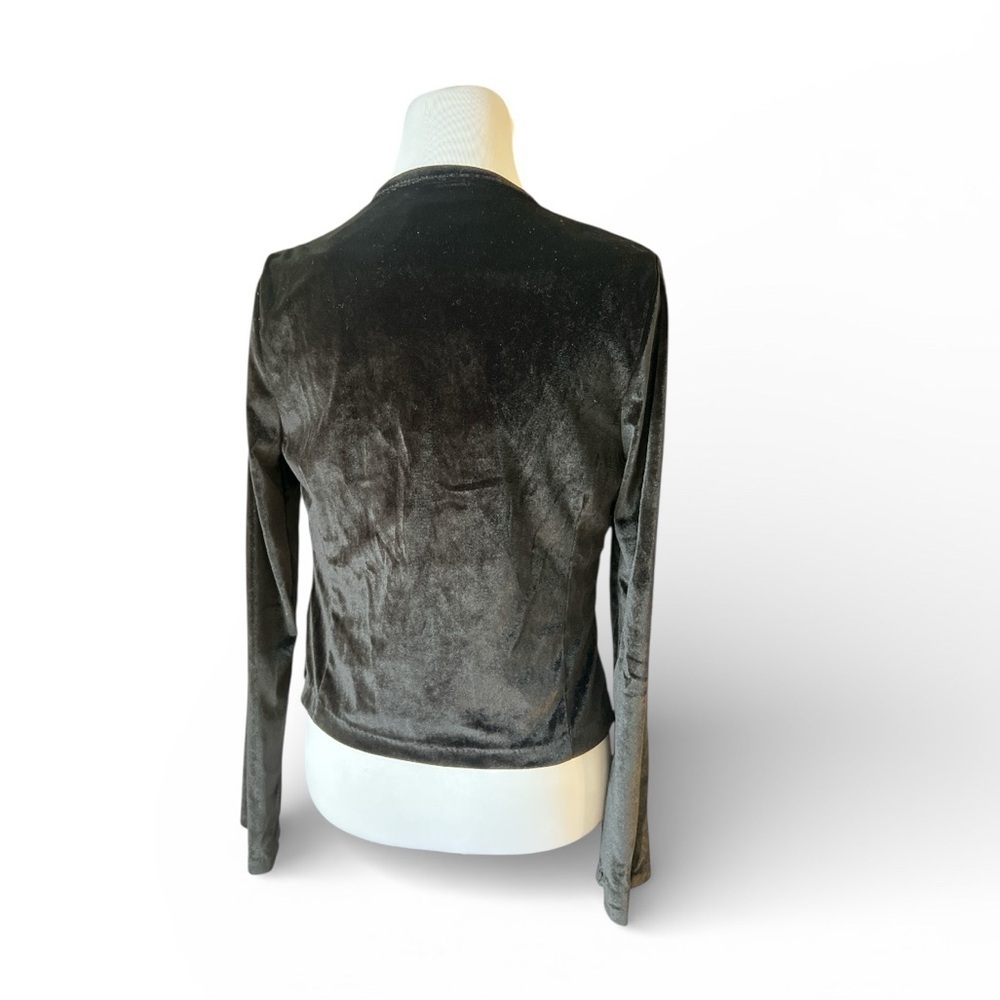 Vintage Wet Seal Y2K Black Stretch Velvet Cropped Jacket  Size Large Made USA - Picture 2 of 6